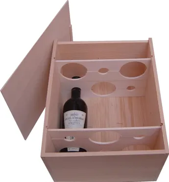 Weinkiste NATUR für 6 Flaschen mit Guillotinen, übereinander 3+3, Art-Nr. 4056HG