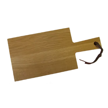 Griffbrett eckig mit Lederband, Eichenholz naturbelassen geölt, 360x170 mm, Art-Nr. 2403