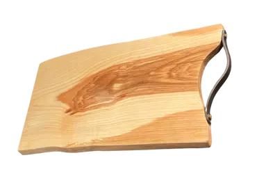 Eschenbrett mit Baumkante geölt und Ledergriff, Art.-Nr.: 2603